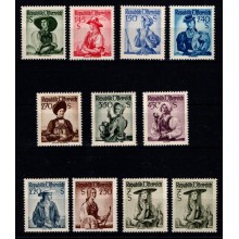 Dragter og Folkedragter, komplet sæt. Postfrisk.